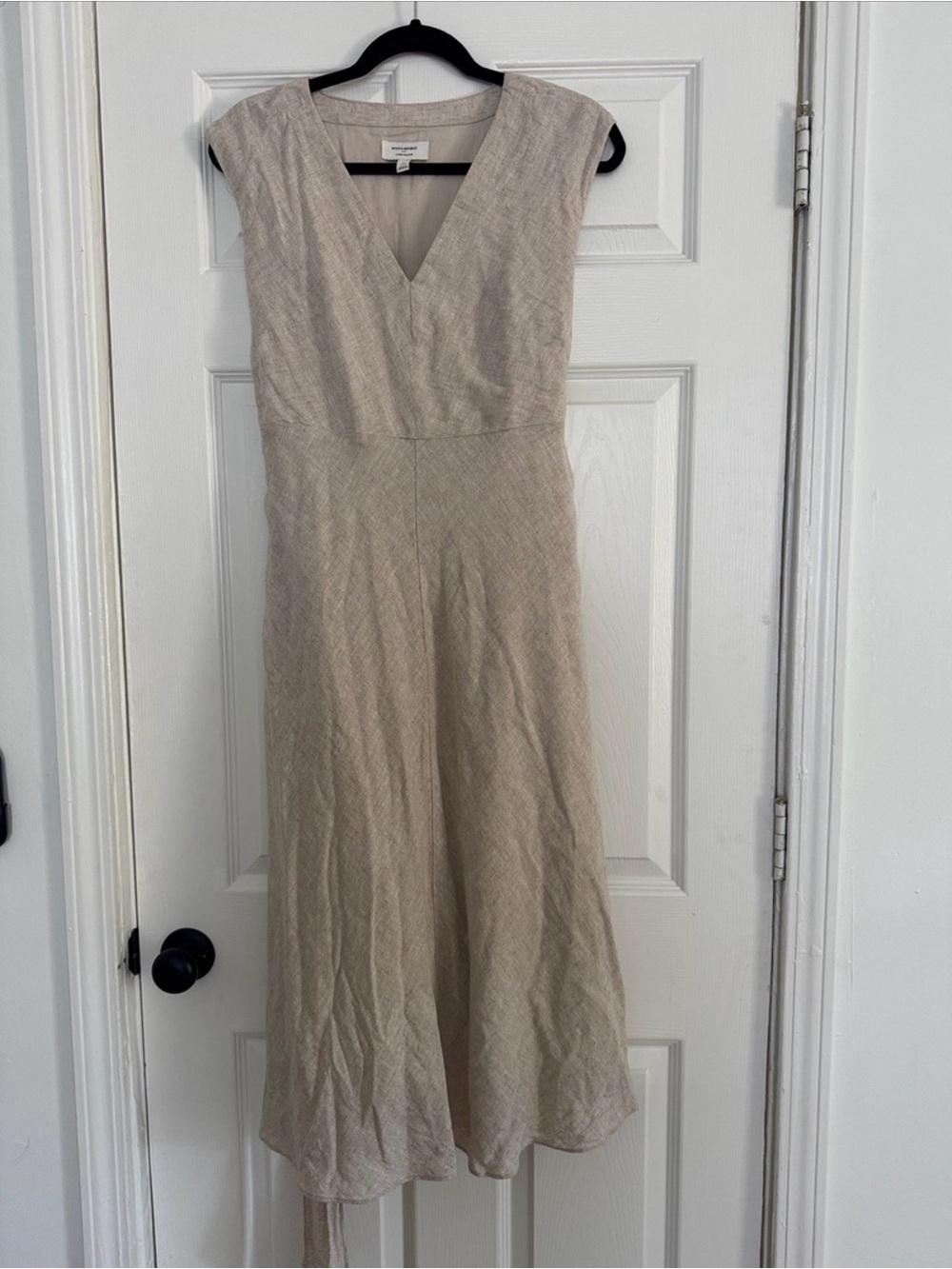 Banana Republic Neutral Beige V-Neck Midi Dress